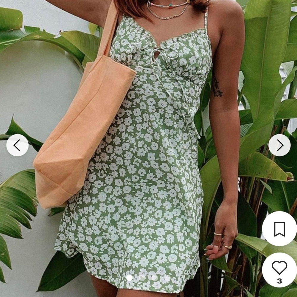 Princess Polly green and white mini dress